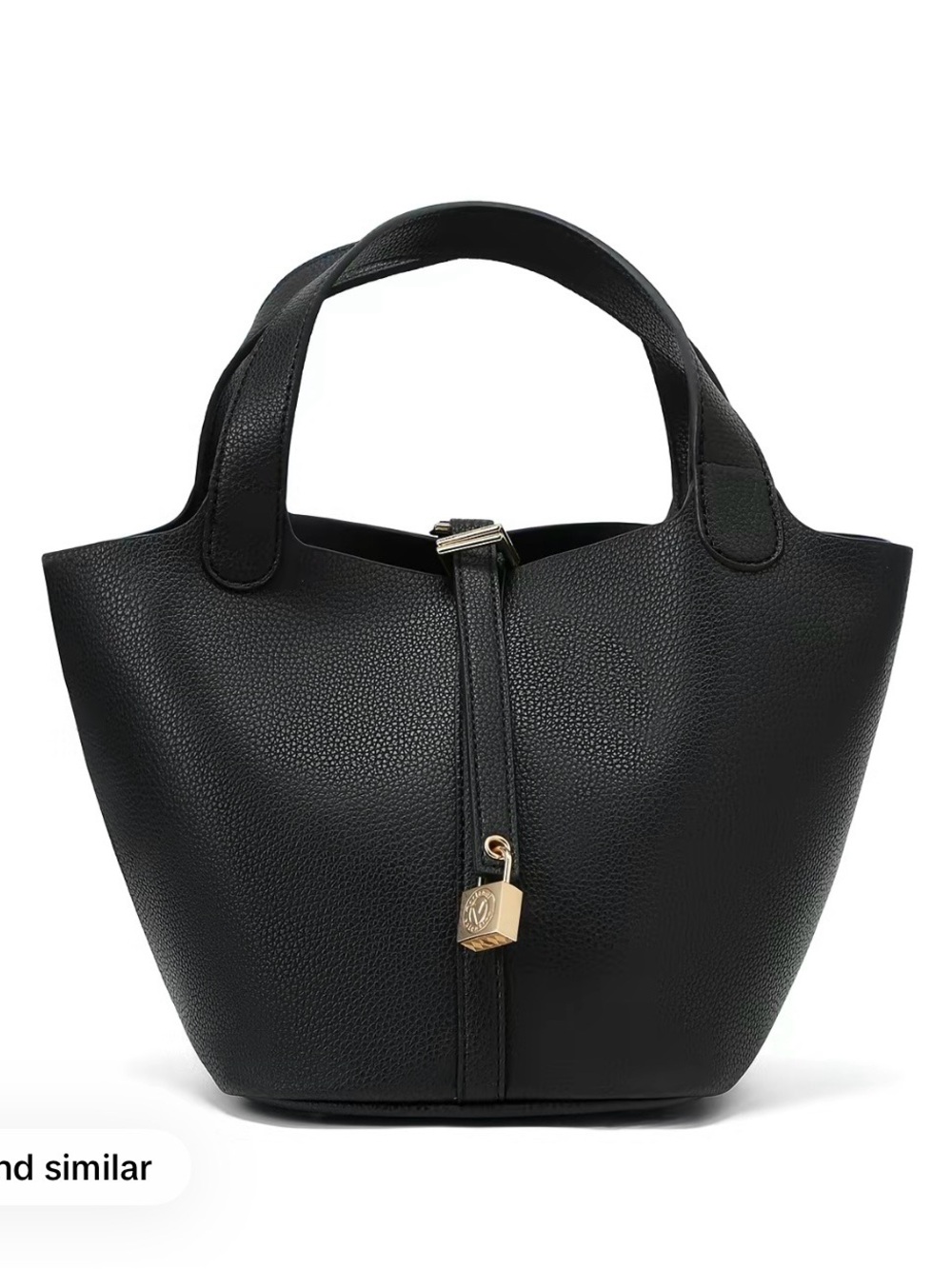 Valentino Orlandi Milano Black Pebbled Tote with Silver Padlock